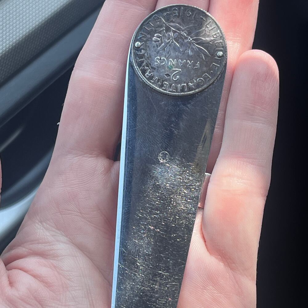 Gorgeous Designer Hand Crafted Vintage French Coin Letter Opener Signed